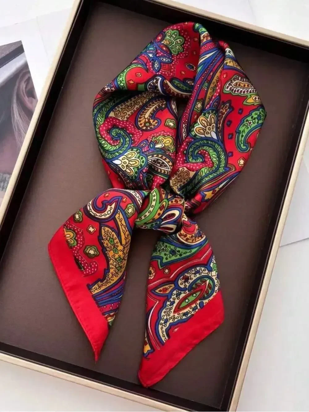 Vibrant Red Paisley Scarf S179